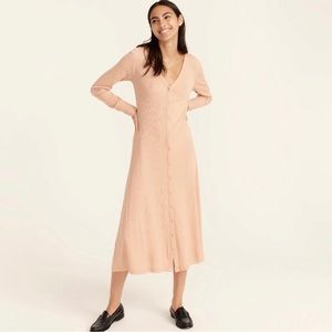 J.Crew Tan Long Sleeve Ribbed Button-Front Knit Dress